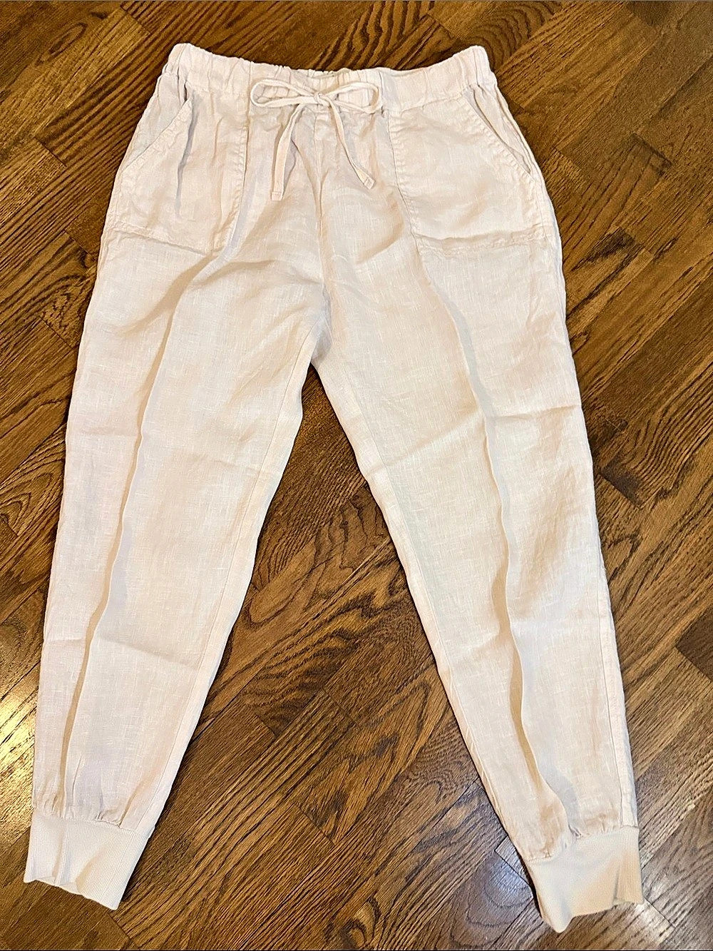 Joie Linen-Style Jogger Pants in Cream Size Medium